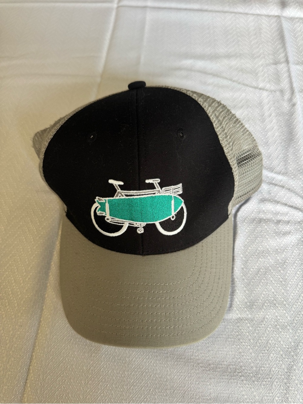 Patagonia Two-Tone Trucker Hat with Teal Bicycle Patch